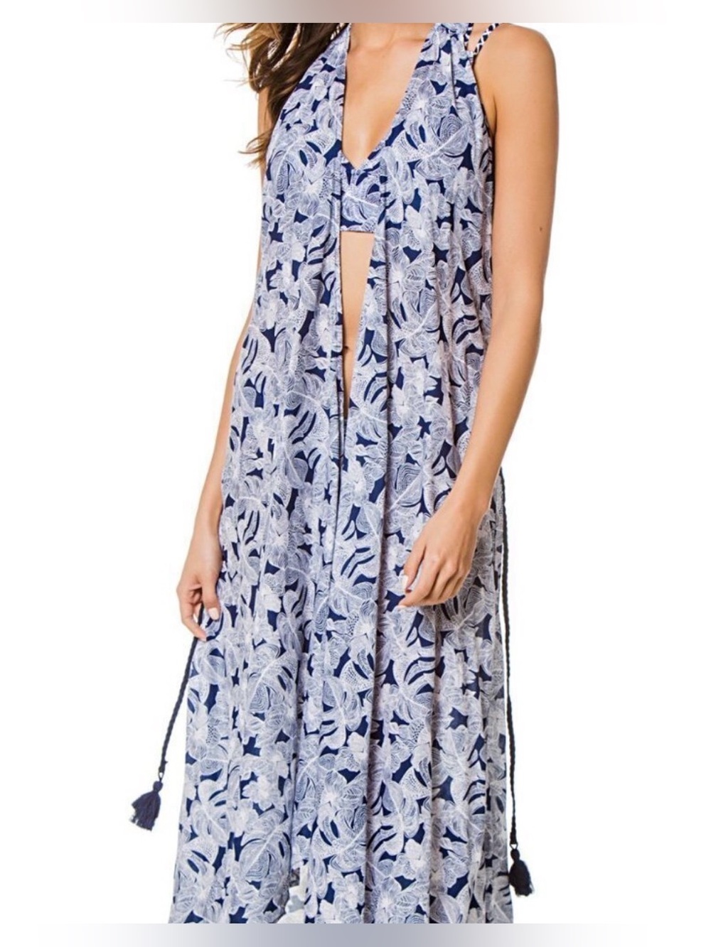 Helen Jon Isla Sol Beach Wrap Kimono Dress Swim Floral Crochet Resort Wear M/L